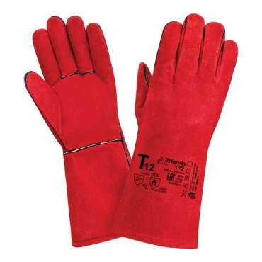 Краги 2Hands Т12, спилок КРС/хлопок, лен (без ЧЗ)